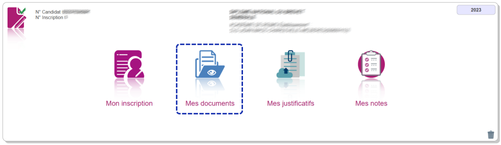 Bouton permettant d'accéder au menu contenant mes documents